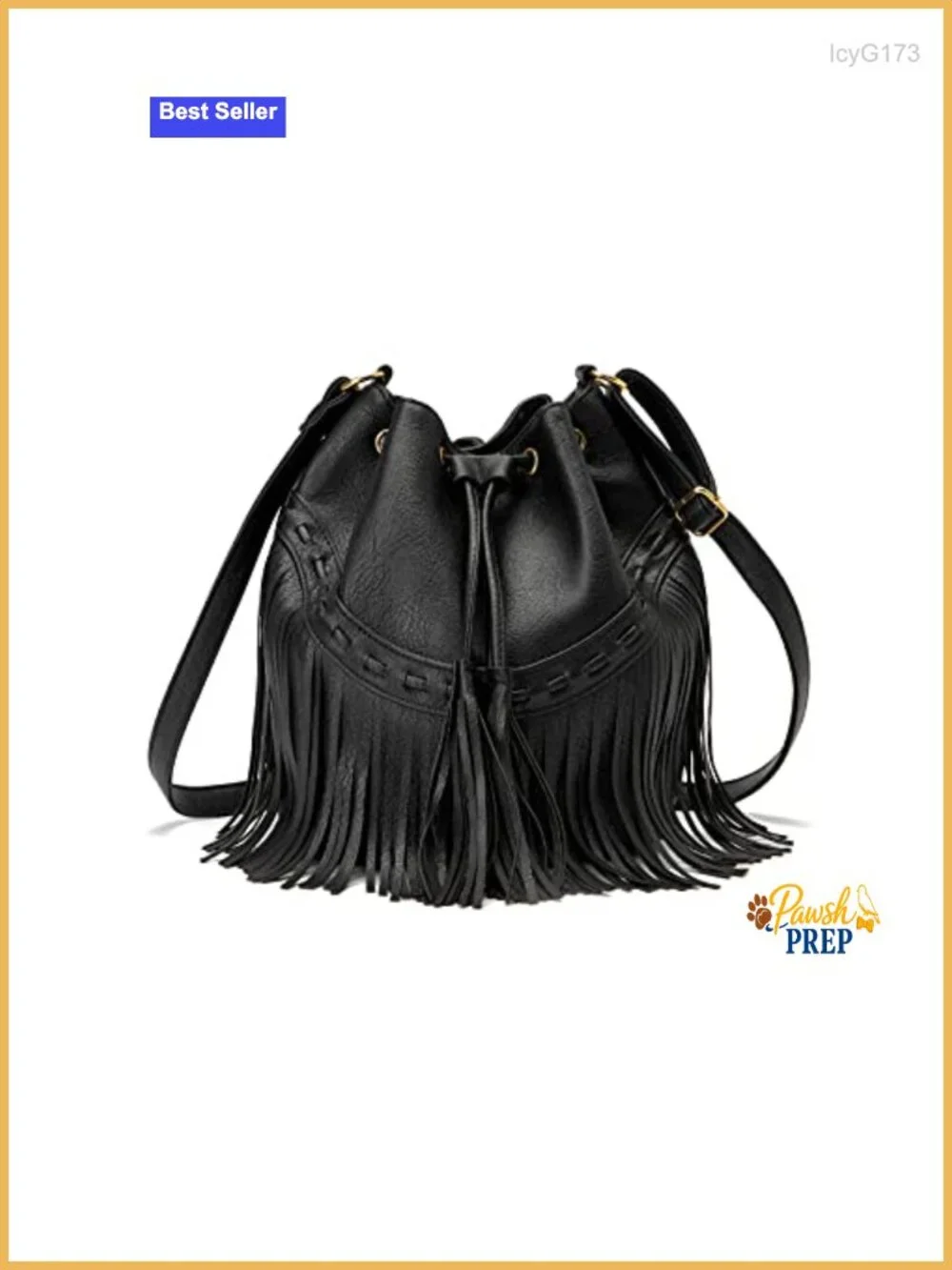 Fringe Bucket Bag Drawstring Crossbody Shoulder Purse Women Vegan Leather